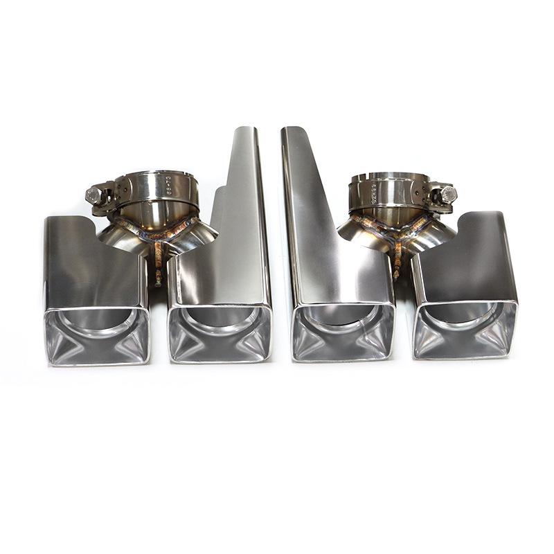 Black Stainless Steel Quad Exhaust Tips for 20-24 Land Rover Defender 90/110