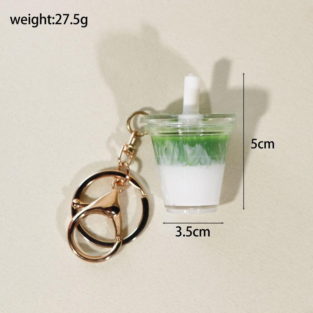Resin Resin Drink Cup Keychain Mini Size Juice Cup Key Ring  for Party Gift Home Decoration