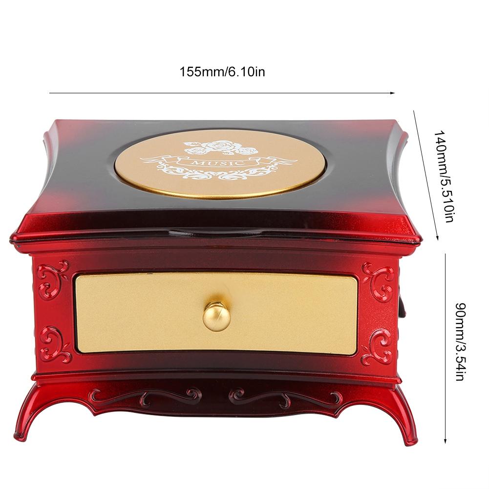 Dancing Girl Music Box Toy Jewelry Storage Box Gift Home Ornament Decoration (Red)