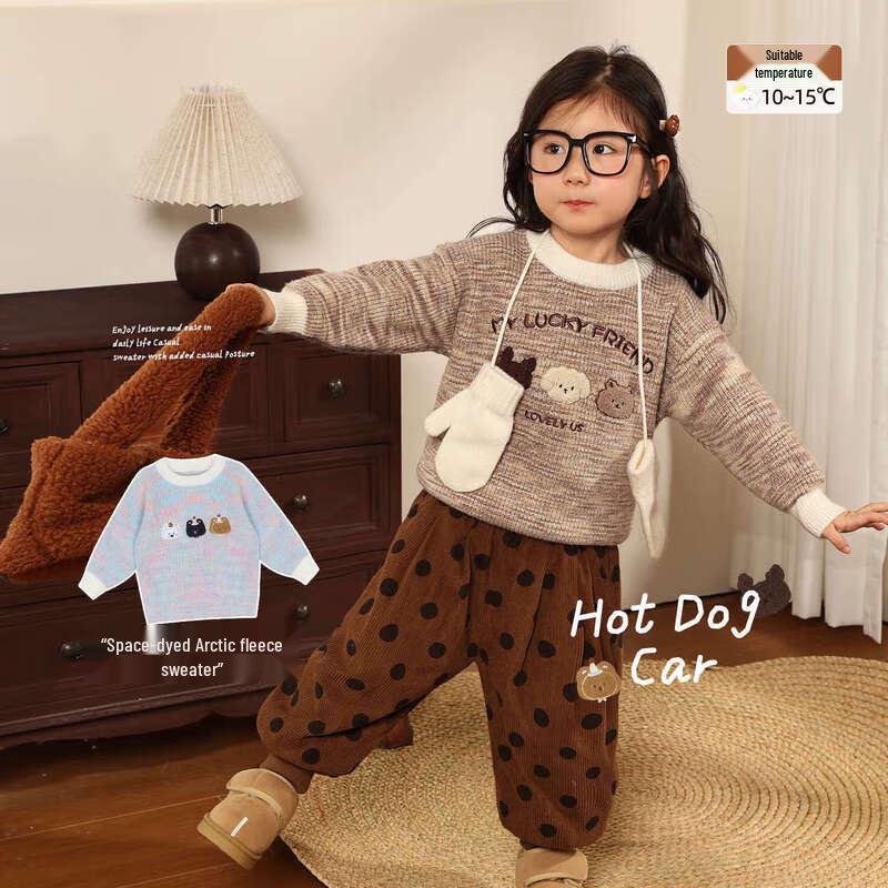 LUSON Baby Girls  Cute Pattern Thickened Winter Sweater 110