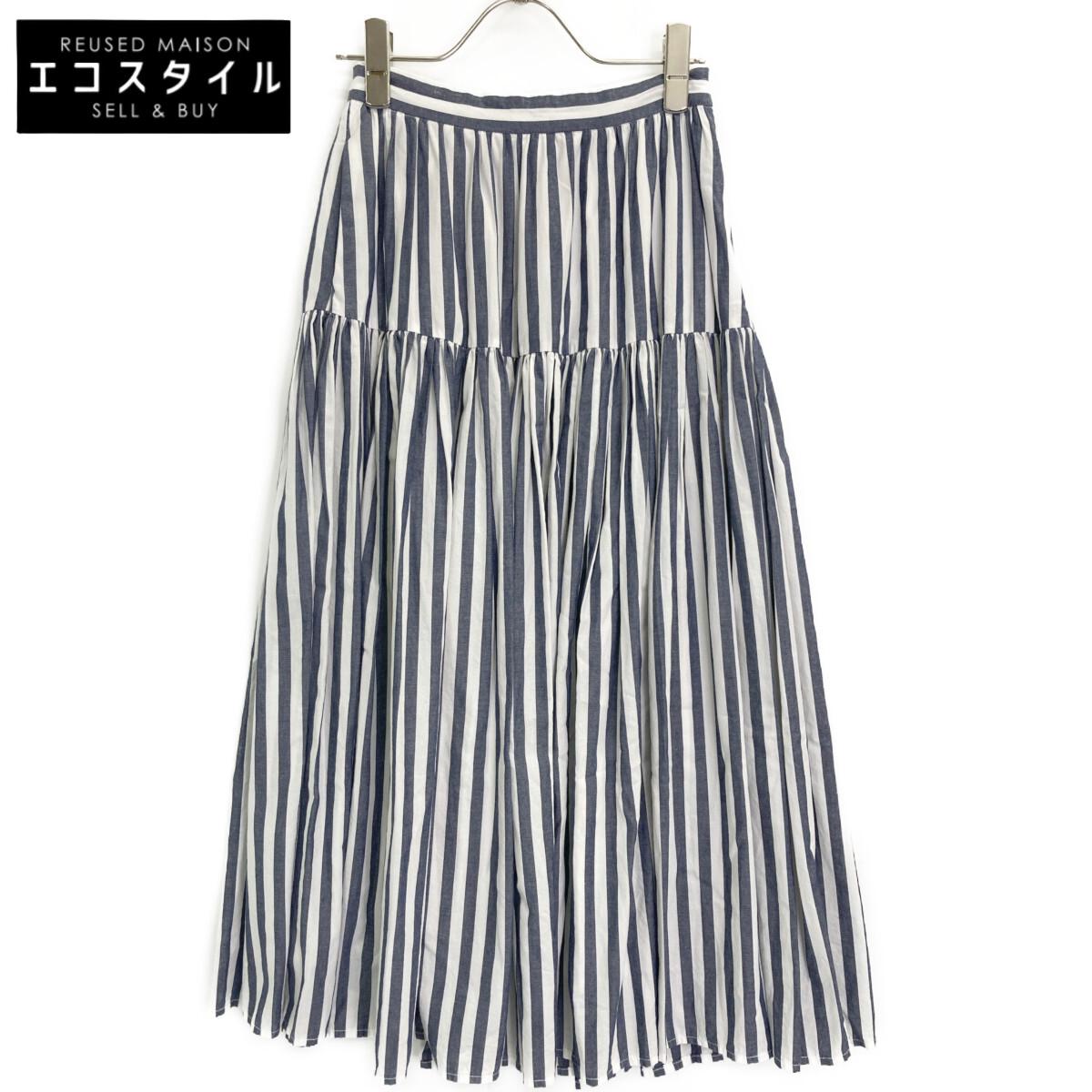 

SEVEN TEN by MIHO KAWAHITO 5S311 Blue x White Cotton Striped Ruffle Skirt skirt S blue/whiteUsed