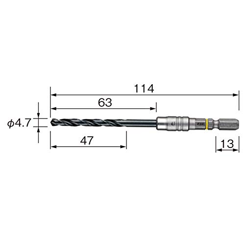 VESSEL AMD-4.7 Vrták s polštářkem 0,19 palce (4,7 mm) pro kování (Kov a kovoobrábění)