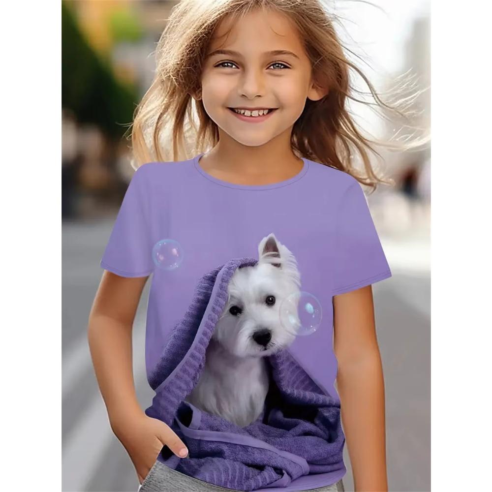 Cute Dog 3D Print Girls Clothes Cartoon Animal Trendy Children Clothing Casual Dog Lover Top