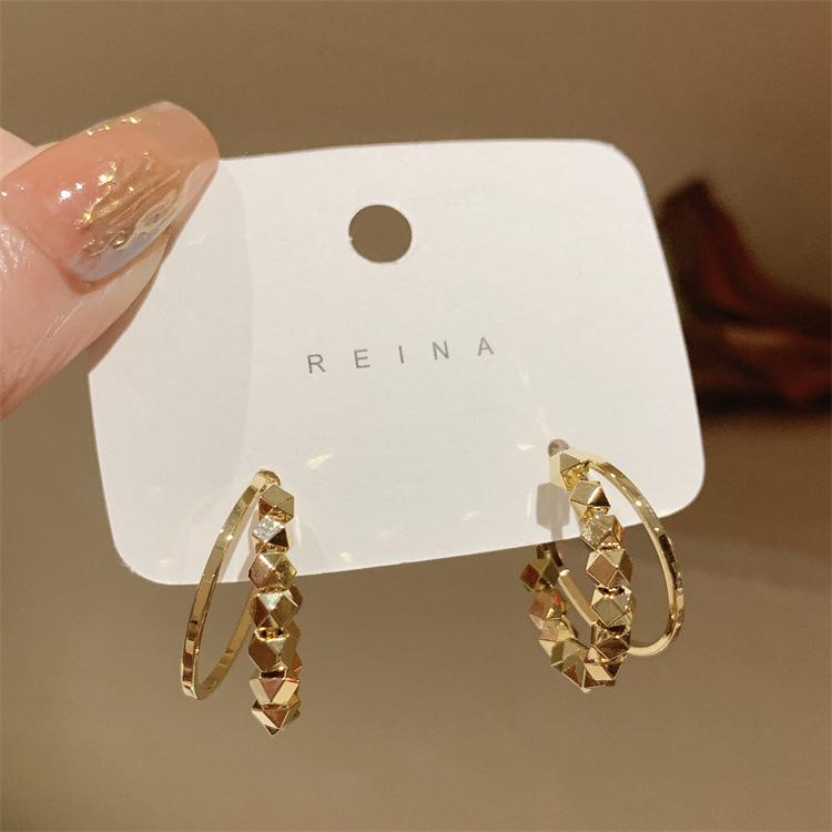 Korean High-End Silver Mushroom Ring Drop Earrings - Niche Style 2026