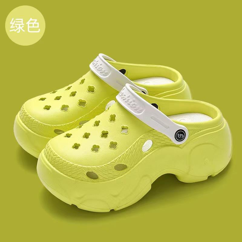 

Слипоны с сумкой на платформе, увеличивающие рост, женские летние перфорированные туфли, износостойкие, универсальные, на толстой подошве, парные комнатные пляжные туфли 40-41