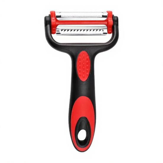 3-in-1 Peeler with Double-Knife Design Shredding Scraping Ergonomic Anti-Slip Handle Lightweight Portable Fruit Vegetable Peeler Kitchen Tool