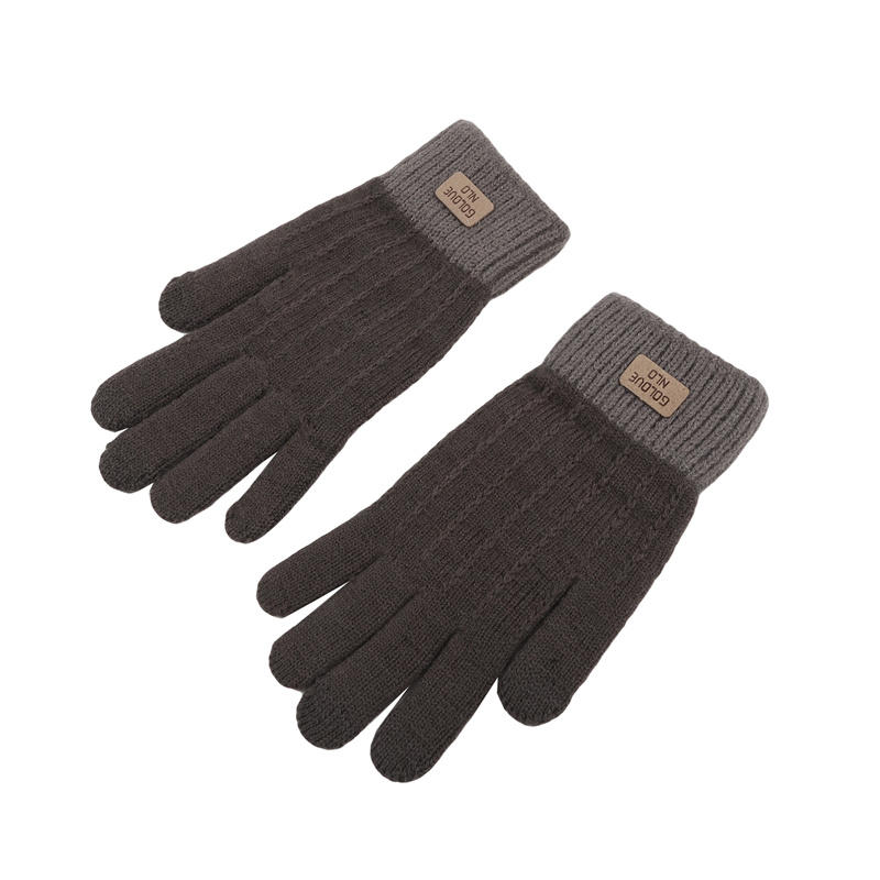 Gants d'hiver chauds et épais pour femmes et hommes, mitaines tricotées extensibles, gants à doigts complets, gants doubles de couleur assortie