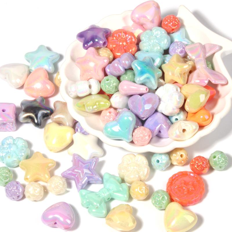 AB-Plated Acrylic Star and Bow Beads for DIY Necklaces and Hairpins