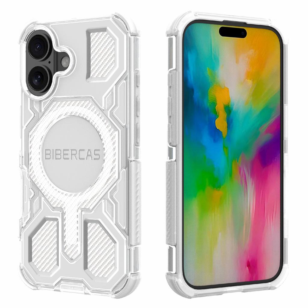 BIBERCAS J-16 Transparent Series For iPhone 16 Case Compatible with MagSafe TPU+PC Phone Cover
