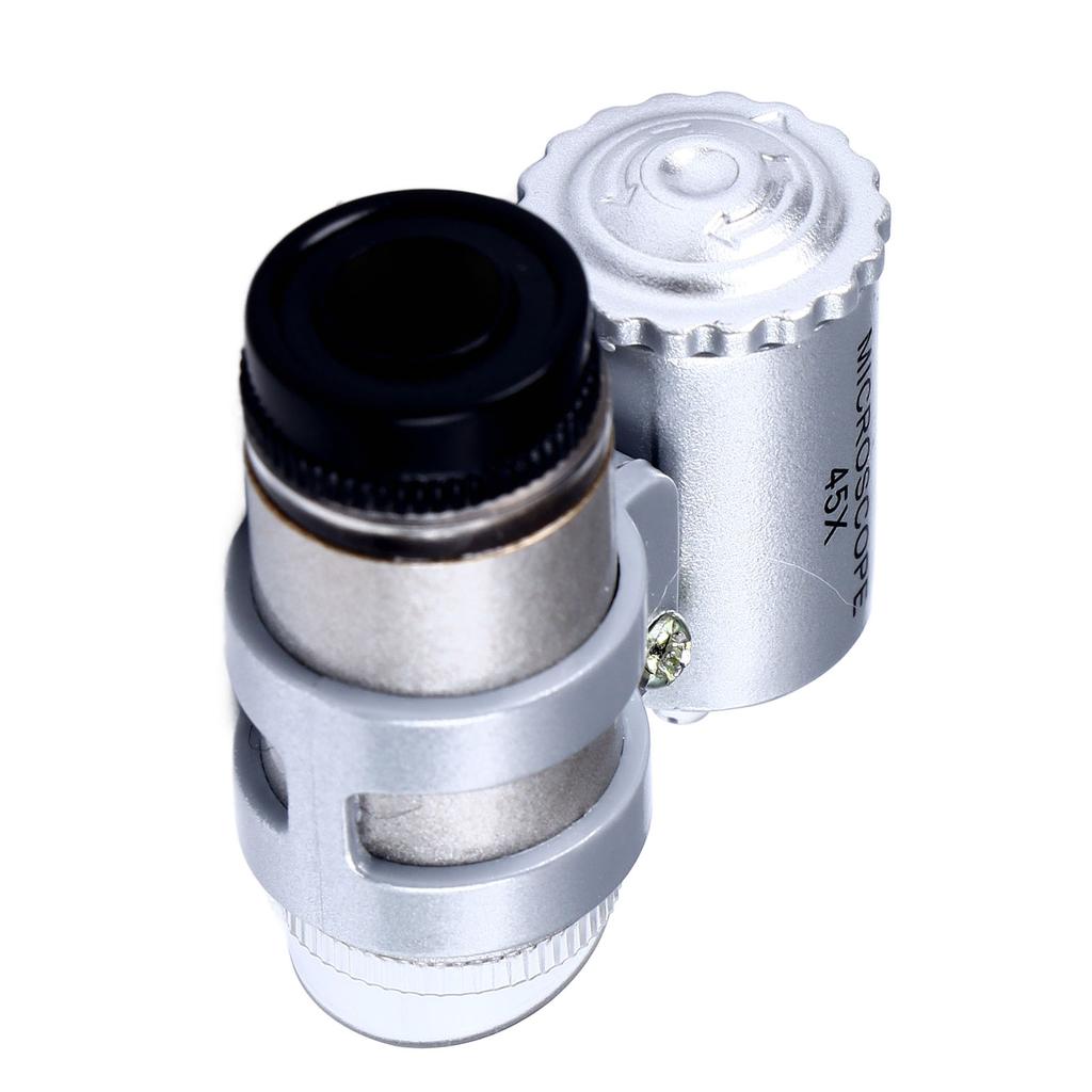 Phone Microscope 45X Phone Camera Microscope Magnifier Attachment with 2pcs LED for Inspection