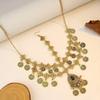 Bohemian Exotic Rhinestone Tassel Necklace & Earrings Set In Antiqued Alloy