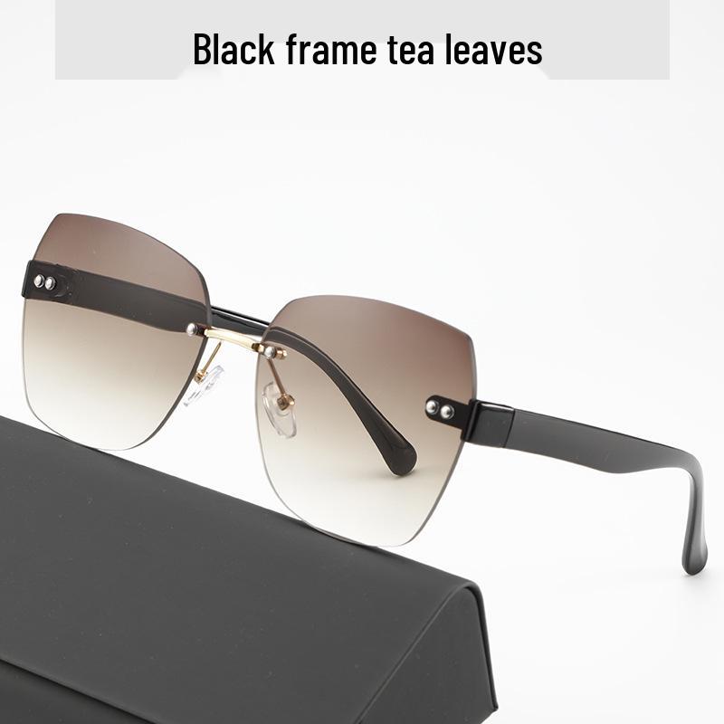 European and American Gradient Lens Frameless Sunglasses for Women - Trendy Internet Celebrity Style, Versatile Bare Face Sunshade.