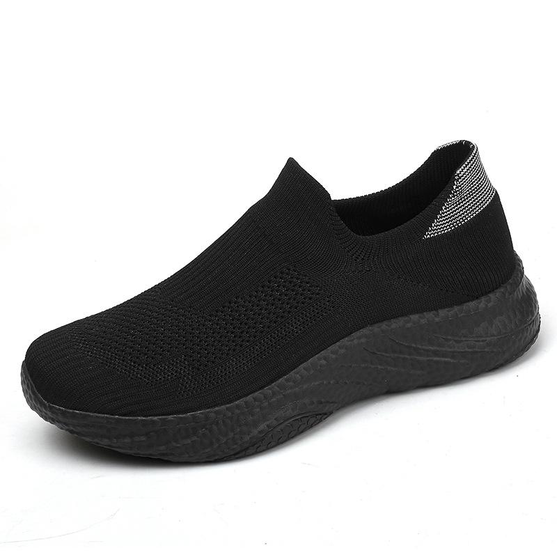 Spring breathable men's shoes deodorant black mesh shoes fly-woven mesh sports running shoes casual soft-soled shoes