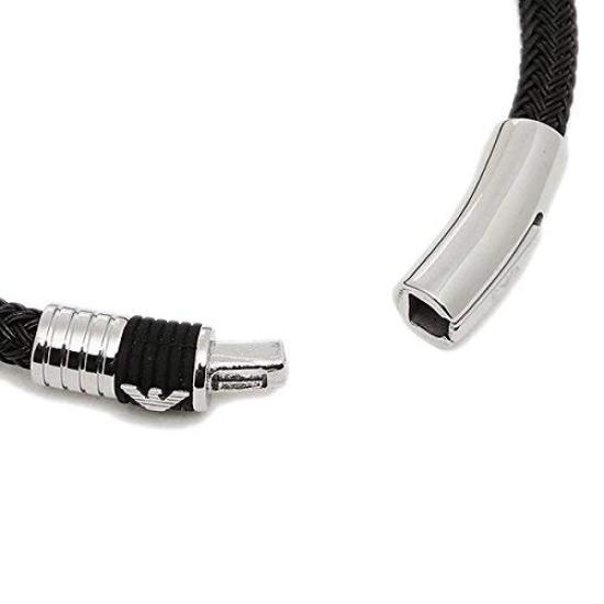 EMPORIO ARMANI Náramek EGS1624001 Logo Orel Pánský Černý/Stříbrný [Použitý]