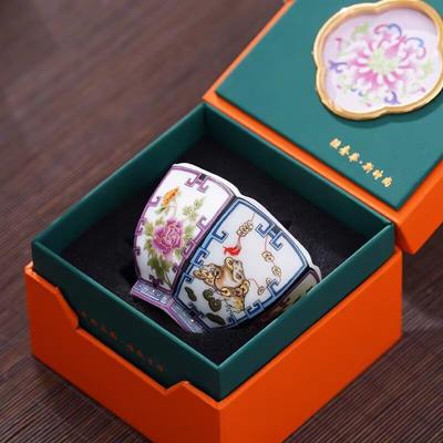 Dehua White Porcelain Master Cup Single Cup Kung Fu Tea Set Small Teacup Personal Special Hexagonal Cup Ceramic Tea Cup Gift Box