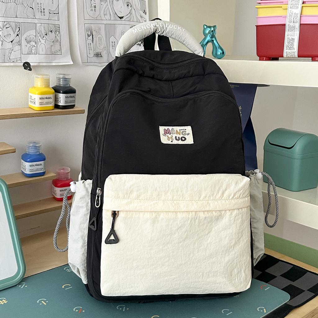 School bag: soft solid color, soft and glutinous for middle school students, women's Instagram, niche versatile simple backpack
