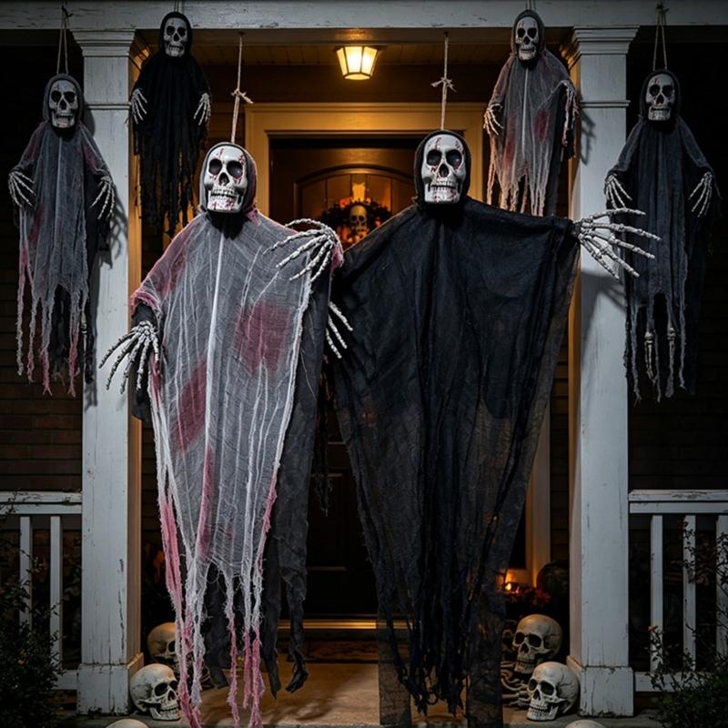 Large Eerie Fabric Specter Decoration Hanging Pendant Ornament Perfect For Halloween Party And Haunted House