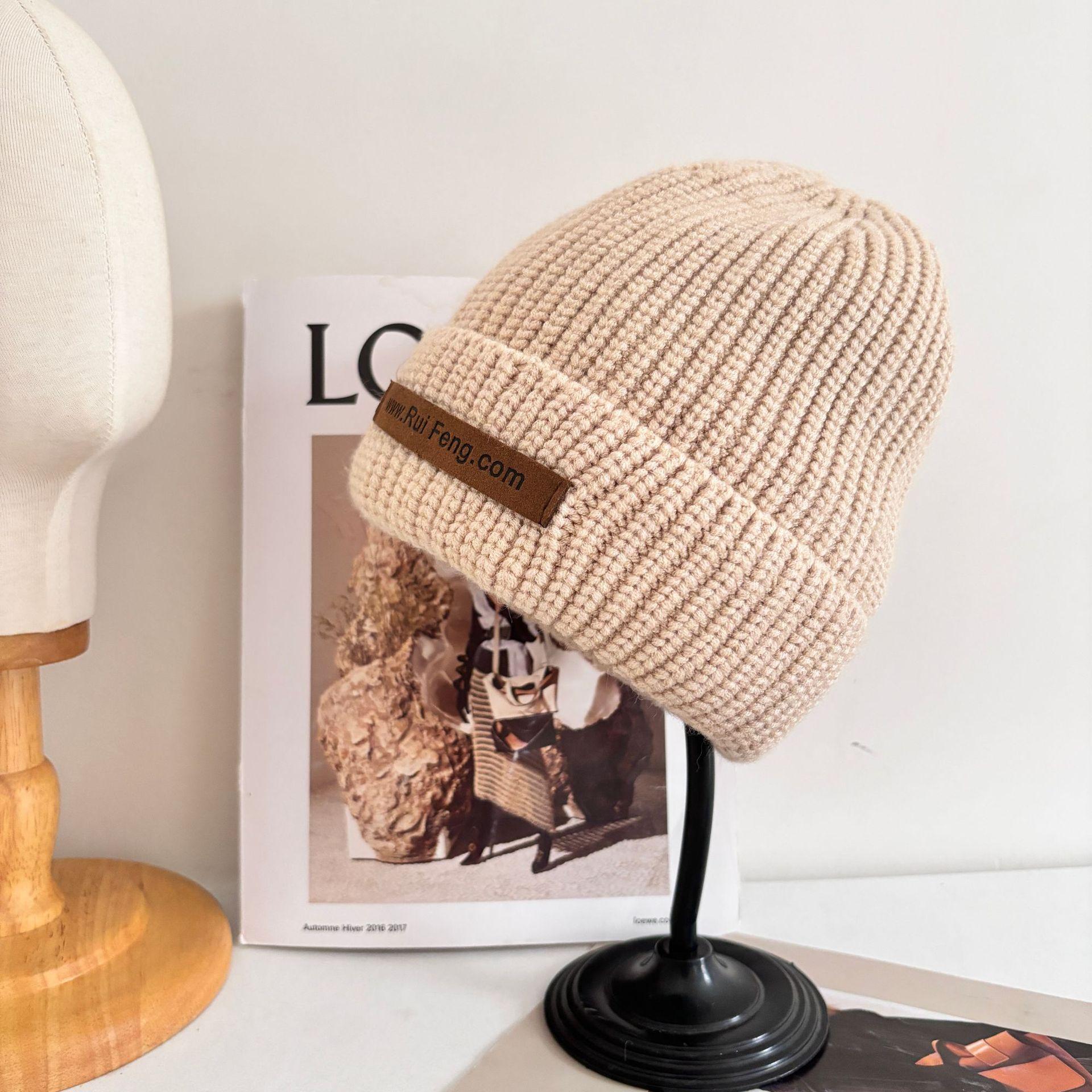 

Зимняя теплая и универсальная шапка с большой окружностью головы, с утолщенными ушами, вязаная шапка для мужчин и женщин M（56-58cm） бежевый