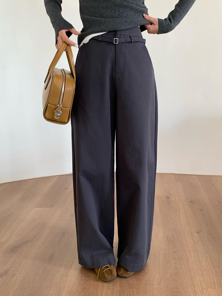 

TiaoCheng 2026 Spring Women s Korean Minimalist Wide-Leg Casual Straight-Leg Long Pants Large деревне вугілля/сірий колір