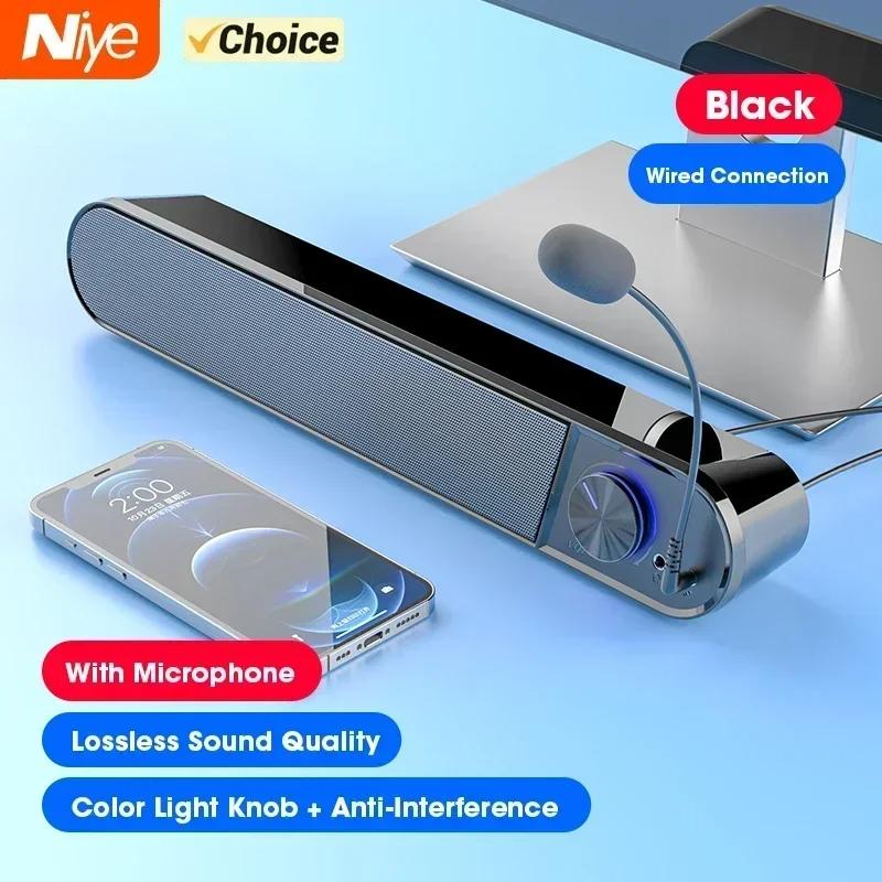 Home Theater Bluetooth Soundbar with Subwoofer 4D Surround Sound Speaker for TV and Computer Wired Stereo with Strong Bass