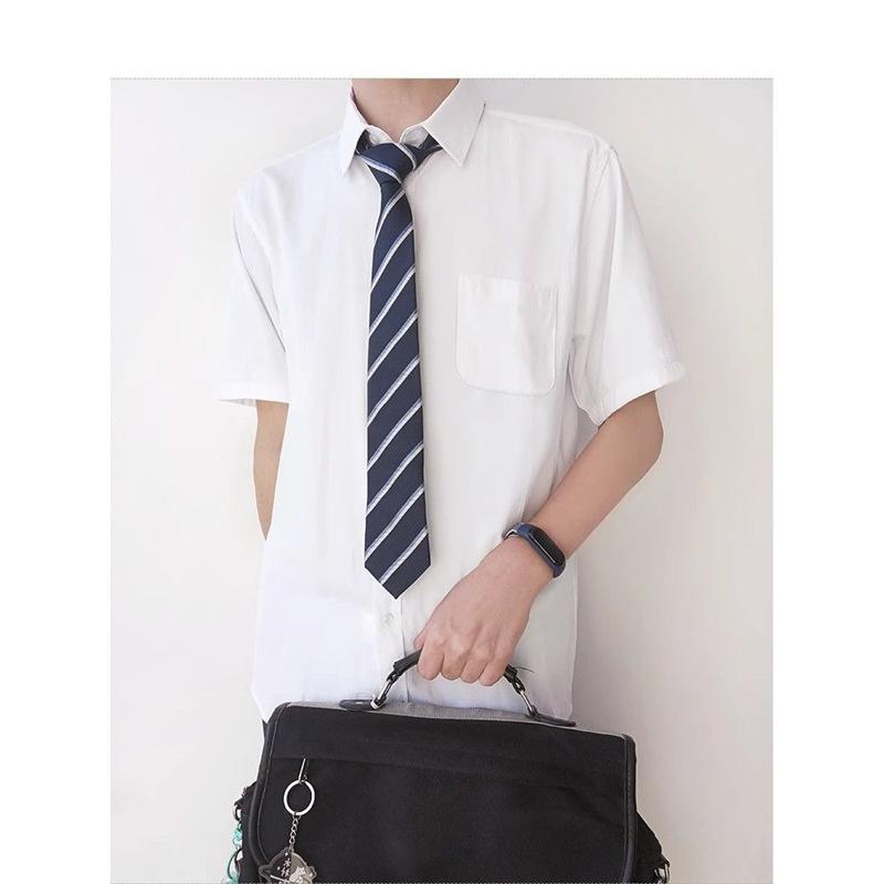 

Plus Size Trendy Japanese White Short Sleeve Shirt - Summer Student Uniform Top XL