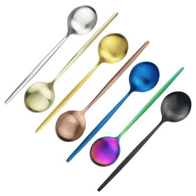 Set di 6 cucchiai da tavola in oro opaco, set di cucchiai in acciaio inox, cucchiaio da zuppa, manico lungo, cucchiaio da dessert per stoviglie per insalata di porridge di riso