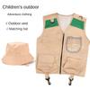 Kids Outdoor Adventure Clothes Utility Vest Fisherman Hat Set Stage Costumes Stylish Summer Camping Hiking Outfits For Young Boys