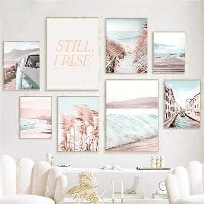 Wave Bridge Starfish Shell Reed Poster Imprimare Plajă Mare Pânză Pictură Cameră Perete Artă Printuri Imagine de perete pentru Decor camera de zi