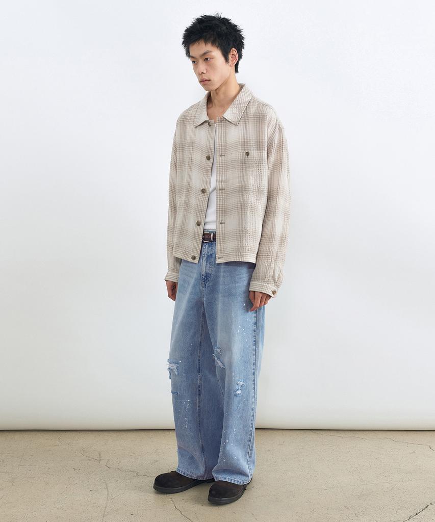 Insilence Linen Check Jacket Beige Check