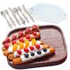 Moin Moin Miniature Sweets Set (5 Pieces) + Plate + Wooden Tray + Silver Cutlery Set (2 Sets)  16 112 Scale Cafe Bread Realistic Desserts with
