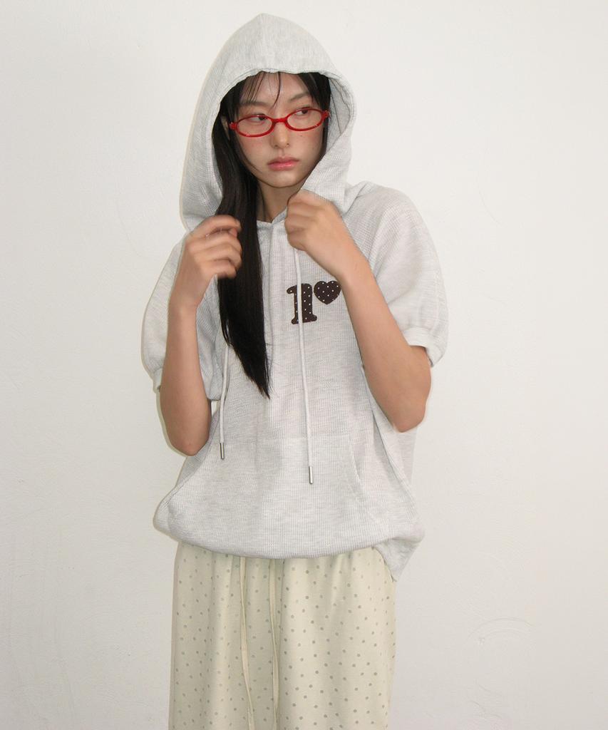 Dot R Half Sleeve Hoodie White Melnage