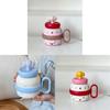 Cat Cartoon Insulated Travel Mug With Ceramic Inner And Leakproof Lid For Office Use
