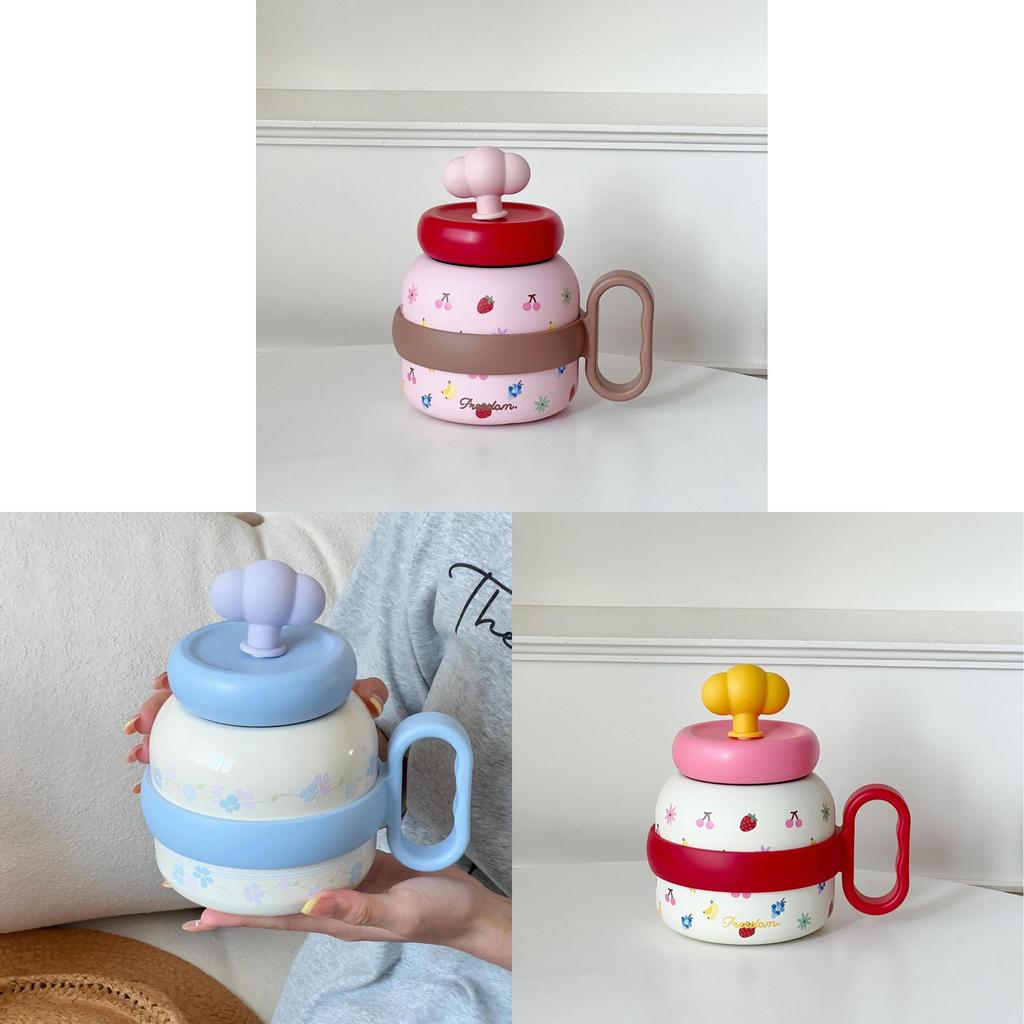 Cat Cartoon Insulated Travel Mug With Ceramic Inner And Leakproof Lid For Office Use