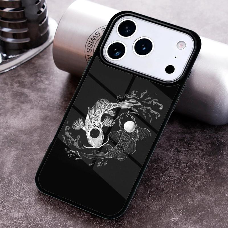 Ying Yang Koi Fish Phone Case For iPhone 17,16e,15,14,13,12,11,Mini,Pro,MAX soft Silicone Cover