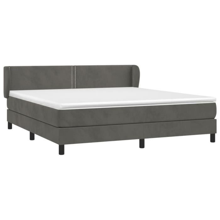 VidaXL Lit à sommier tapissier et matelas Gris foncé 180x200cm Velours - Modèle 3127446