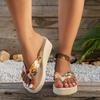 Ladies' Floral Printed Wedge Sandals - Fashionable One Foot Beach Slippers with Soft EVA Sole and Vibrant Floral Design