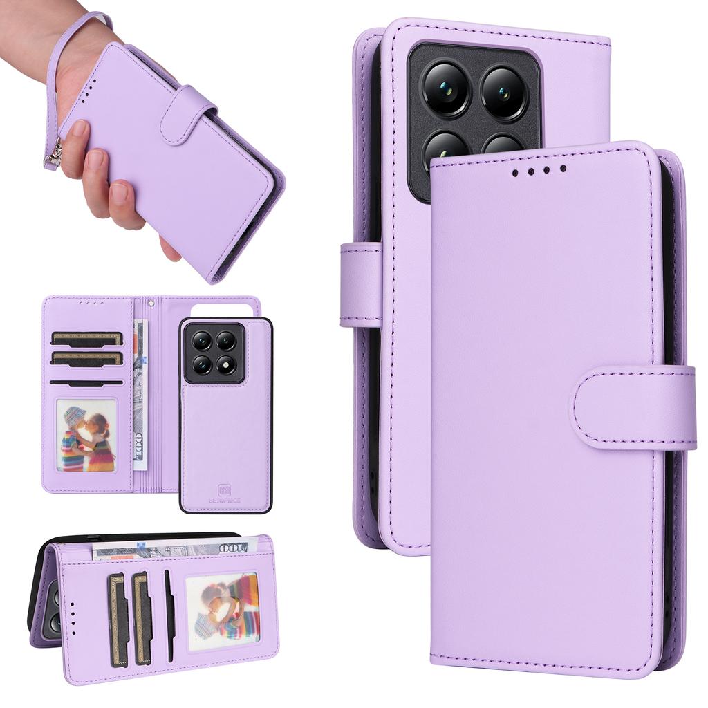 For Xiaomi 14T Pro Magnetic Case BETOPNICE Detachable PU Leather Phone Cover with Strap