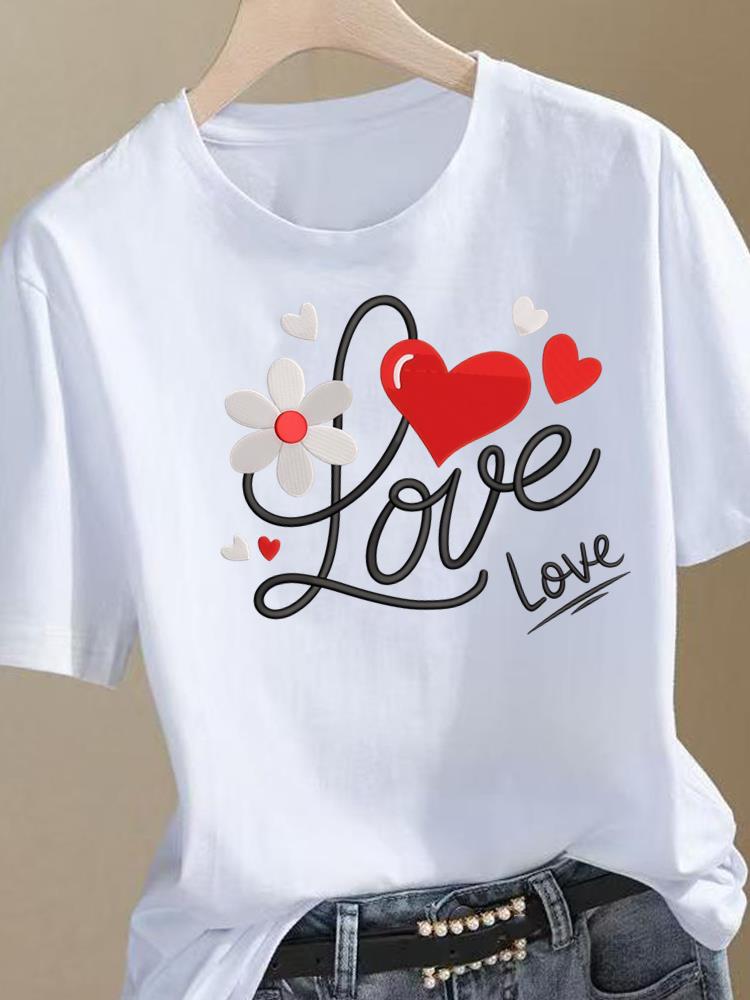 (Asian Size) Tee Top Clothing T Shirt Print Female letter 90s cute Woman Women Fashion Short Sleeve Graphic T-shirts