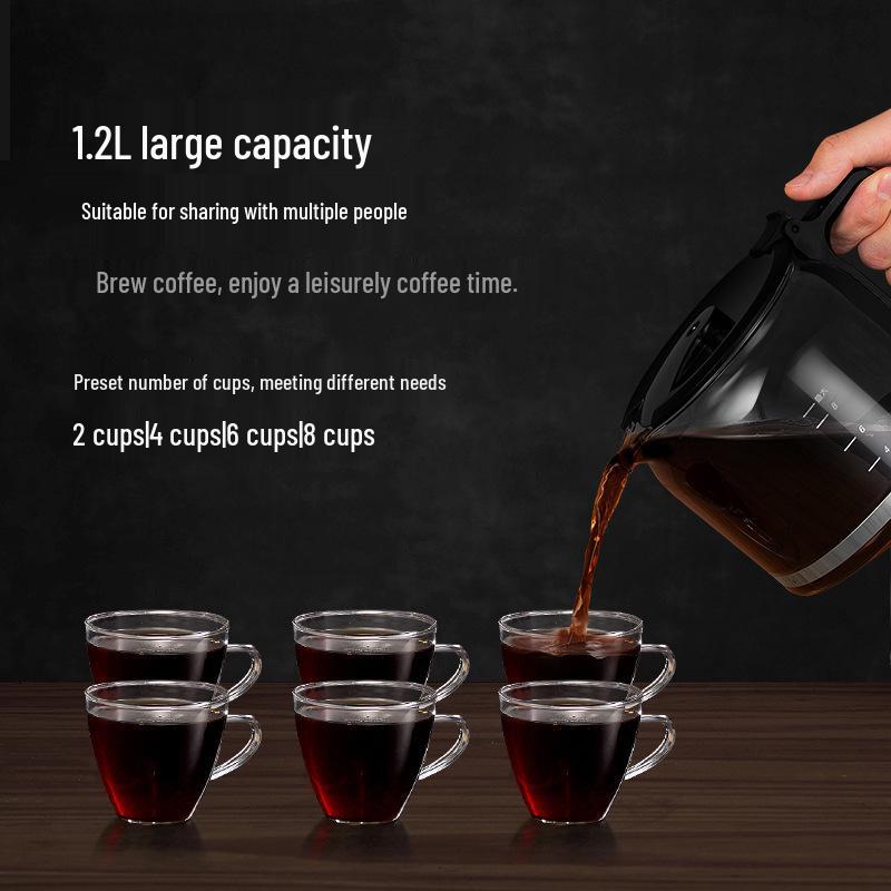 Automatic Cross-Border Coffee Maker: Fresh Ground, Compact, All-in-One Drip Coffee Pot for Home and Office