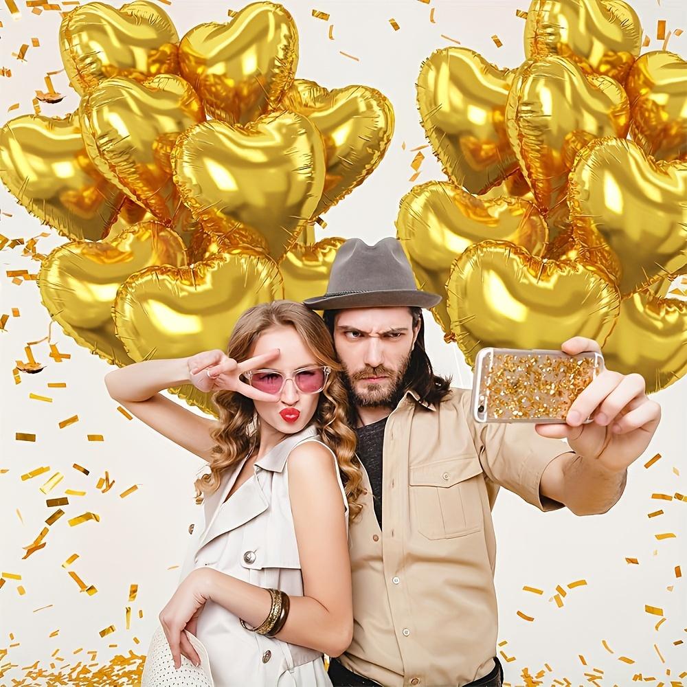 10 Stück Herzförmige Schwarz und Goldene Aluminiumfolienballons Set Vielseitige Partydekorationen für Hochzeiten, Geburtstage, Abschlussfeiern