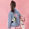 Girls' Casual Denim Jacket - Spring/Autumn Cartoon Cat Print