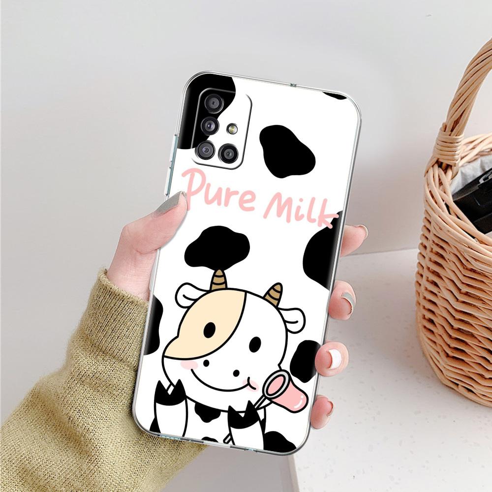 Case For Samsung A15 A13 A35 A55 A51 A71 A41 A31 A21S A05 A17 A23 A25 A33 A53 A73 5G A07 4G Cover Dairy Cattle Cow Speckle Cute