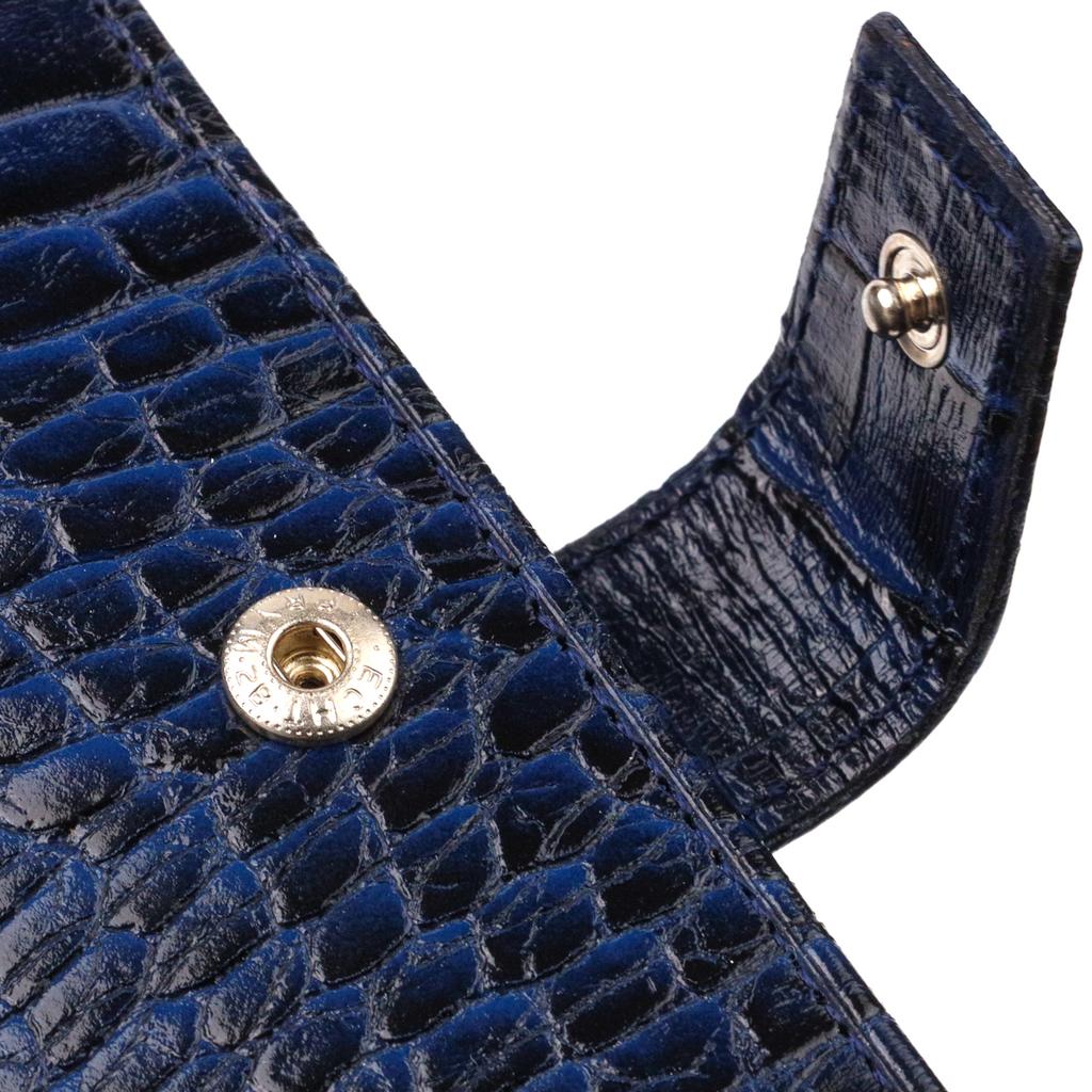 Men's Stylish Horizontal Format Wallet Made of Genuine Leather with Crocodile Embossing CANPELLINI 21758 Blue