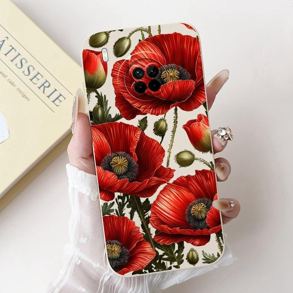 For Huawei Y9A Case Cover Luxury Fashion Flowers Kawaii Cute Cat Shockproof Phone Case For Huawei FRL-22 FRL-23 FRL-L22 FRL-L23