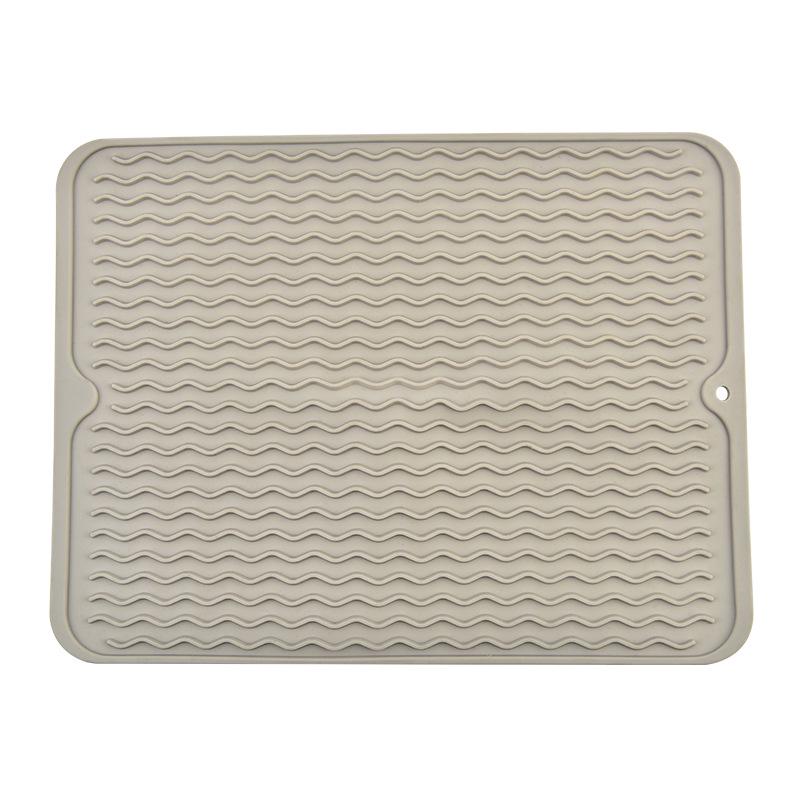 Heat-Insulating Non-Slip Rubber Kitchen Placemat and Drain Mat with Wavy Grooves, Waterproof Design