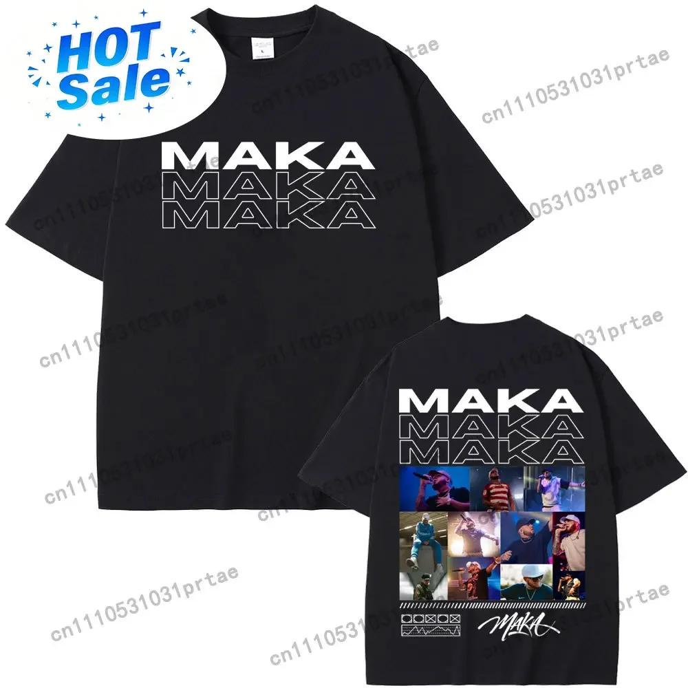 Rapper Maka Double Sided Print Tshirt Aura Tour Unisex Wounisex Hip Hop Fashion Pop Music T Shirts Male Casual Black Vintage T Shirt