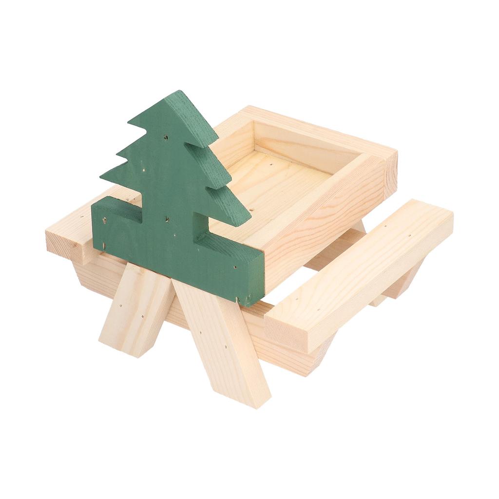 Squirrel Picnic Table Wooden Funny Squirrel Feeder with Corn Cob Holder for Outdoor