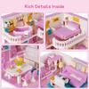 Hallisun Block Set Building Assembly Rabbit Pink Room Model 3D Puzzle Toy Miniature Mini Size Brick Brick For Adults Children Boys Girls 8 Years +