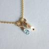 [Bebe Lapin] Natural Stone and Freshwater Pearl Necklace with 14k Gold Filled Chain (Comes in a Gift Box with Paper Bag) (Blue Topaz)