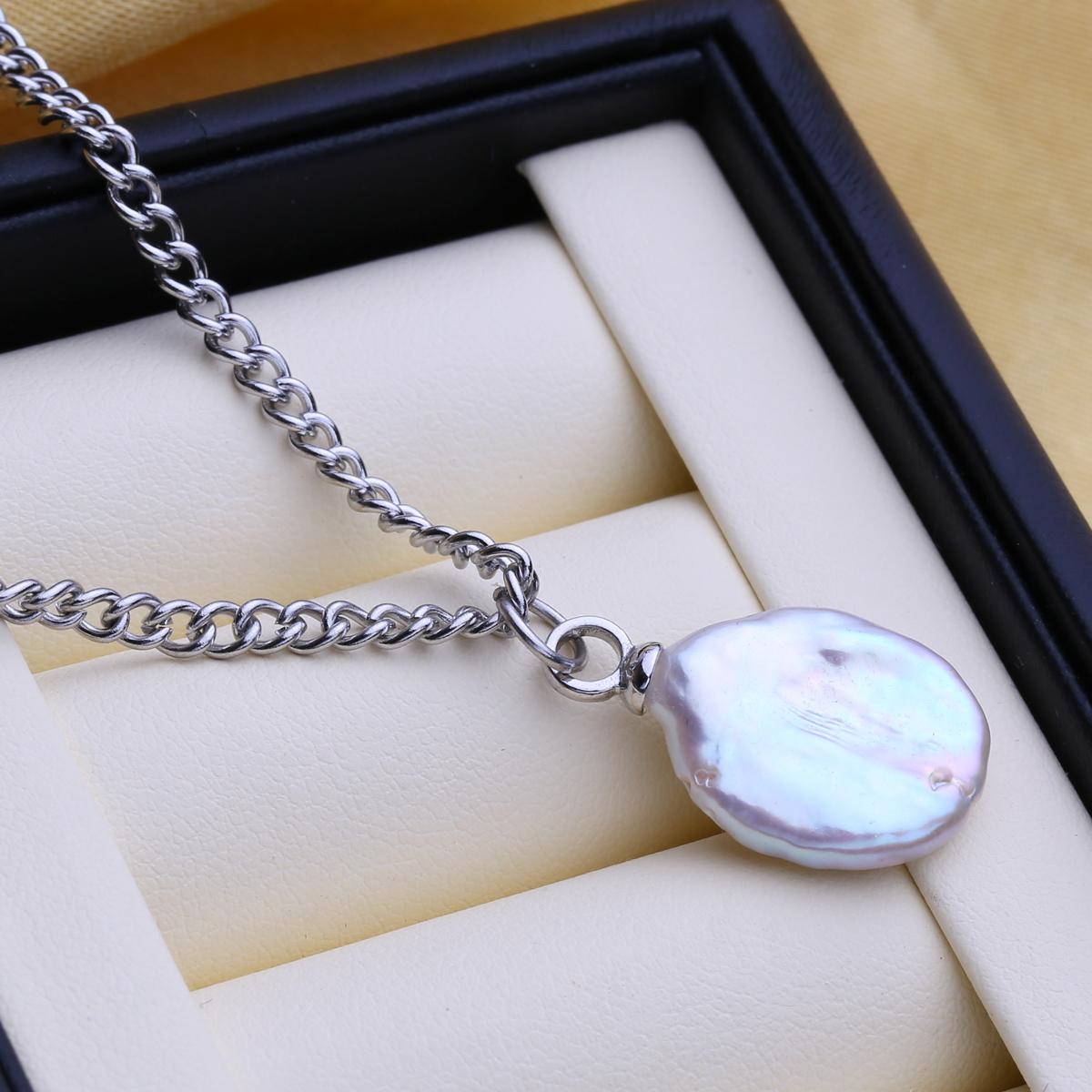 

FENASY барочный жемчуг кулон ювелирные изделия большой натуральный пресноводный жемчуг ожерелье для женщин титан сталь ожерелье подвески B белый